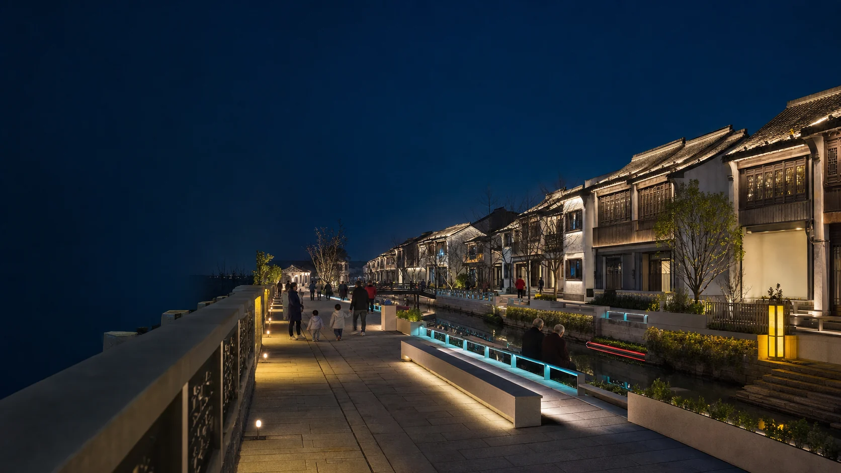 历史街区滨水公共空间夜景更新