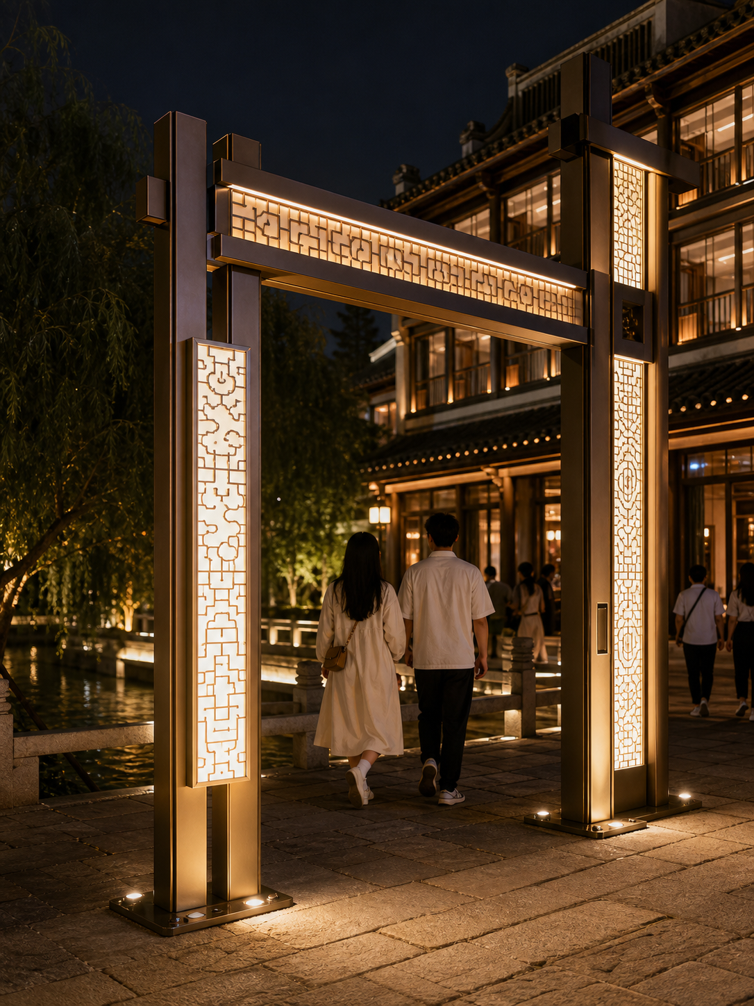 Old-town waterfront lighting-route concept